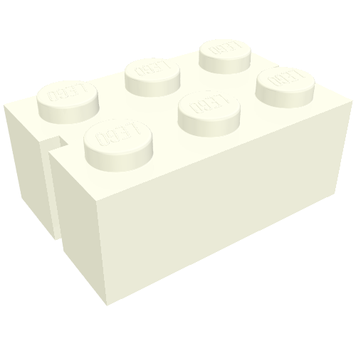 Lego Brick 2 x 3 with 2 Slots on Short Sides / White