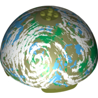 Lego Dome Hemisphere 11 x 11 with 2 x 2 Studs on Top and Endor Blue / Green / Olive / White Planet Print [9679] / Olive Green
