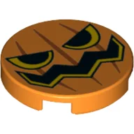 Tile Round 2 x 2 with Pumpkin Face Print / Orange