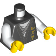 Lego Torso Robe, White Shirt, Asian Symbols Print, White Arms, Yellow Hands / Black