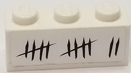 Brick 1 x 3 with 12 Notched Tally Marks on White Background Pattern (Sticker) - Set 75903