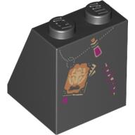 Lego Brick Sloped 65° 2 x 2 x 2 with Bottom Tube and Frog Spells Book, Potion, and Mended Tear Print (Witch) / Black