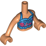 Lego Minidoll Torso Girl with Dark Turquoise Top, Coral Roses print, Nougat Arms and Hands / Nougat