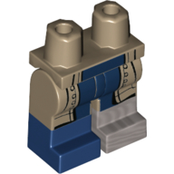 Lego Hips and Dark Tan Legs with Flat Silver and Dark Blue Boot Pattern, Coattails Print / Dark Tan