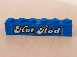Brick 1 x 6 with White 'Hot Rod' Text Pattern (Sticker) - Set 5541
