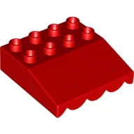 Duplo Roofpiece Slope 33 4 x 4 with Awning Overhang with 5 Bottom Tubes / Red