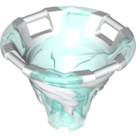 Lego Cone Reverse with 4 Handles, Spinner, with Marbled White Pattern / Trans-Light Blue