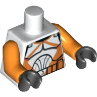 Torso Clone Trooper Armour with Orange Markings Print, Orange Arms, Black Hands / White
