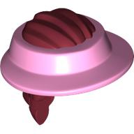 Lego Hair and Hat, Visor Bright Pink Pattern / Dark Red