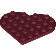 Lego Plate Angled 6 x 6 Heart Shape / Dark Red