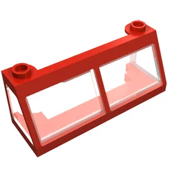 Windscreen 2 x 6 x 2 Train with Trans-Clear Glass / Red