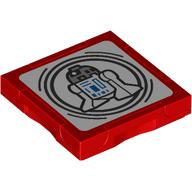 Lego Tile Special 2 x 2 with SMART Tag with R2-D2 print / Red