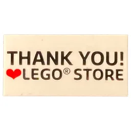 Tile 2 x 4 with 'THANK YOU! LEGO STORE' Print / White