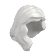 Lego Hair Mid-Length with Part over Front of Right Shoulder / White