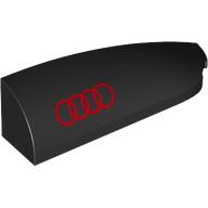 Lego Brick Round, Curved Double 1 x 4 with Stud Notch Right with Red Audi Logo print