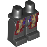 Lego Hips and Black Legs with Dark Red and Gold Robe with Silver Trim and Purple Sash Print / Black