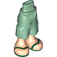 Lego Minidoll Hips and Cargo Pants with Light Nougat Legs and Dark Green Sandals Print