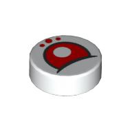 Lego Tile Round 1 x 1 with Red Eye, Dots print / White