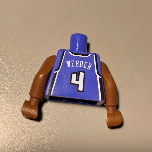 Lego Torso Basketball Jersey, Sacramento Kings #4' Print, Long One Piece Arms Brown (NBA) / Violet