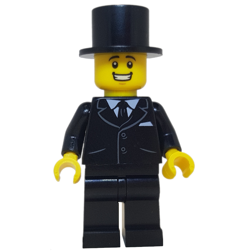 Lego Groom, Black Suit with Tie, Top Hat