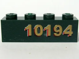 Brick 1 x 4 with Gold '10194' Right Side Pattern (Sticker) - Set 10194