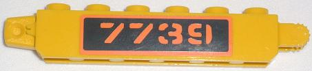 Lego Hinge Brick 1 x 6 Locking with Orange '7739' on Black Background Pattern on Both Sides (Stickers) - Set 7739