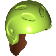 Lego Hair and Helmet, Sports / Ski, with Reddish Brown Hair [1 Hole] / Lime