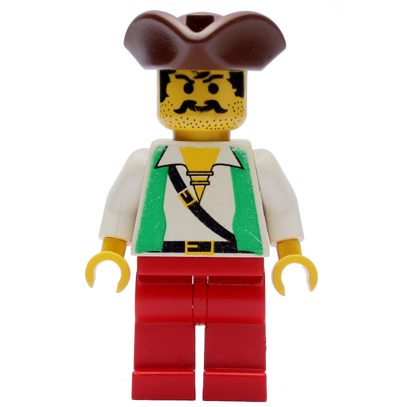 Lego Pirate - Green Vest, Red Legs, Brown Tricorne