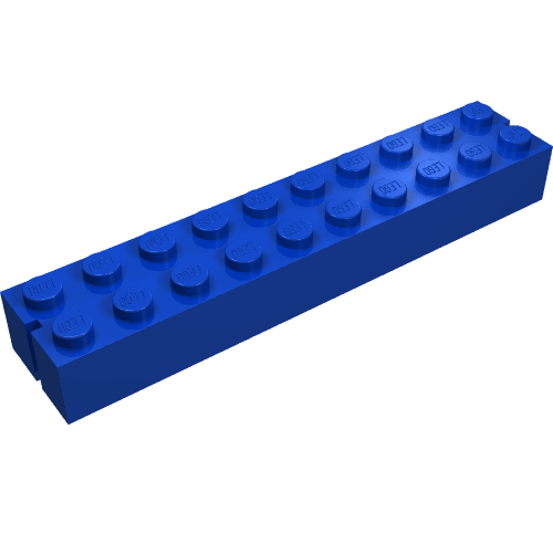 Lego Brick 2 x 10 without Bottom Tubes, 2 End Slots