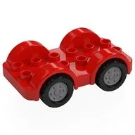 Duplo Car Base 2 x 6 - 4 Flat Silver Wheels with Black Tires on 4 Fixed Axles