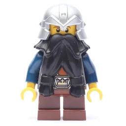 Dwarf, Black Beard, Metallic Silver Helmet