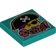 Tile 2 x 2 with Pirate Voice Print / Dark Turquoise