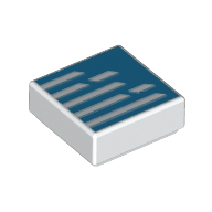 Lego Tile 1 x 1 with Blue Square, White Lines print / White