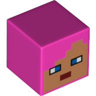 Lego Minifig Head Special, Cube with Nougat Face print / Dark Pink