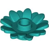 Plant, Sunflower 2 x 2 with 16 Petals / Dark Turquoise