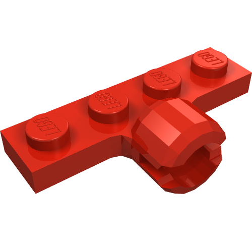Lego Plate Special 1 x 4 with Towball Socket, Long, 2 Slots / Red