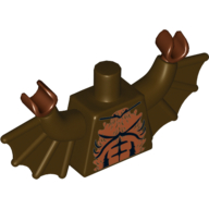 Lego Torso with Bat Wings and Medium Nougat Fur Print, Dark Brown Arms with Wings, Reddish Brown Hands / Dark Brown