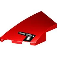 Brick Wedged, Curved 4 x 2 with Stud Notch Left with Headlight Print / Red