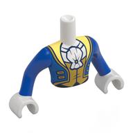 Lego Minidoll Torso Man with White Arms and Hands with Uniform, Blue Jacket, Bright Light Yellow Collar, Sea Shell, Gold Vest print / White
