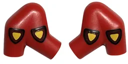 Arm, (Matching Left and Right) Pair Double with Yellow and Dark Red Triangular Shields with Black Outline Pattern / Red