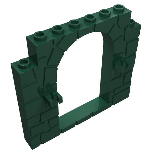 Lego Door Frame 1 x 8 x 6 with Moulded Stone Print and Clips / Dark Green
