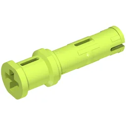 Technic Pin Long with Friction Ridges Lengthwise and Stop Bush [2 Lateral Holes, Small Pin Hole] / Lime