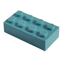 Modulex Brick 2 x 4 with M on Studs / Modulex Pastel Blue