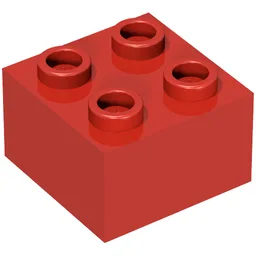 Minitalia Brick 2 x 2 with Bottom X Support / Red