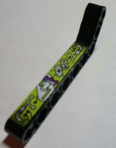 Lego Technic, Liftarm, Modified Bent Thick 1 x 9 (7 - 3) with Purple, Silver and Lime Gauges and Levers Pattern Model Left (Sticker) - Set 8305