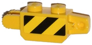 Lego Hinge Brick 1 x 2 Locking with Black and Yellow Thin Danger Stripes, Black Corner Top Left Pattern on Both Sides (Stickers) - Sets 60033 / 60035 / 60292