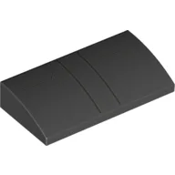 Brick Curved 2 x 4 x 2/3 No Studs with Silver Lines Print / Black