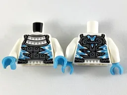 Torso Armor with Silver Triangles, Pearl Dark Gray Plates and Medium Azure Icicles Pattern / White Arms / Medium Azure Hands