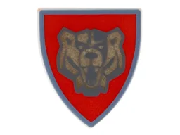 Shield Triangular with Red and Gold Santis Bear Print