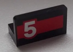 Panel 1 x 2 x 1 with White '5' on Red Stripe Pattern Model Left Side (Sticker) - Set 60025
